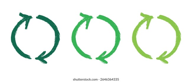Hand drawn recycle arrow icon Recycling resources symbol Reuse of materials, zero waste, green environment, saving the planet