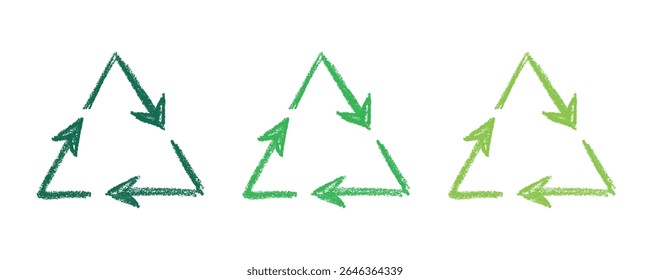 Hand drawn recycle arrow icon Recycling resources symbol Reuse of materials, zero waste, green environment, saving the planet