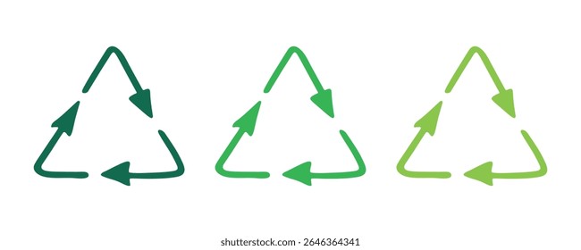 Hand drawn recycle arrow icon Recycling resources symbol Reuse of materials, zero waste, green environment, saving the planet