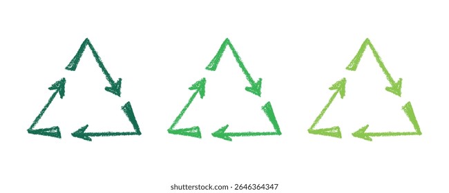Hand drawn recycle arrow icon Recycling resources symbol Reuse of materials, zero waste, green environment, saving the planet