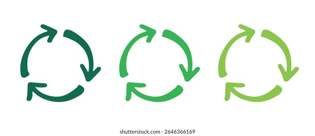 Hand drawn recycle arrow icon Recycling resources symbol Reuse of materials, zero waste, green environment, saving the planet