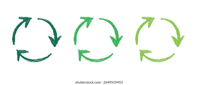 Hand drawn recycle arrow icon Recycling resources symbol Reuse of materials, zero waste, green environment, saving the planet