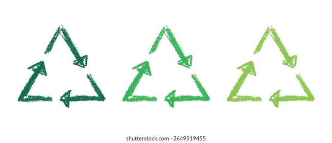 Hand drawn recycle arrow icon Recycling resources symbol Reuse of materials, zero waste, green environment, saving the planet