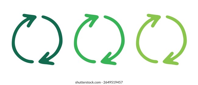 Hand drawn recycle arrow icon Recycling resources symbol Reuse of materials, zero waste, green environment, saving the planet