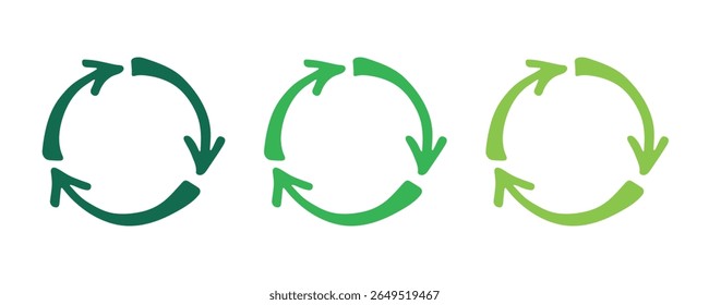 Hand drawn recycle arrow icon Recycling resources symbol Reuse of materials, zero waste, green environment, saving the planet