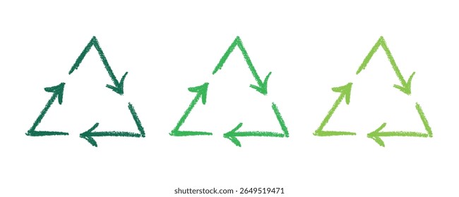 Hand drawn recycle arrow icon Recycling resources symbol Reuse of materials, zero waste, green environment, saving the planet