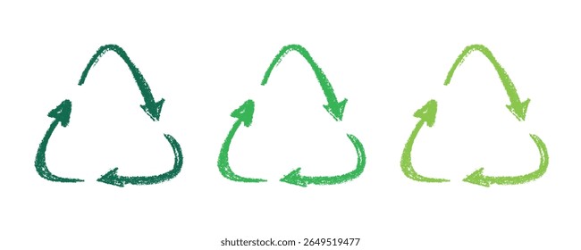 Hand drawn recycle arrow icon Recycling resources symbol Reuse of materials, zero waste, green environment, saving the planet