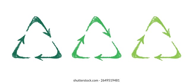 Hand drawn recycle arrow icon Recycling resources symbol Reuse of materials, zero waste, green environment, saving the planet