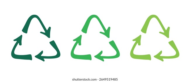Hand drawn recycle arrow icon Recycling resources symbol Reuse of materials, zero waste, green environment, saving the planet