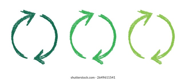 Hand drawn recycle arrow icon Recycling resources symbol Reuse of materials, zero waste, green environment, saving the planet