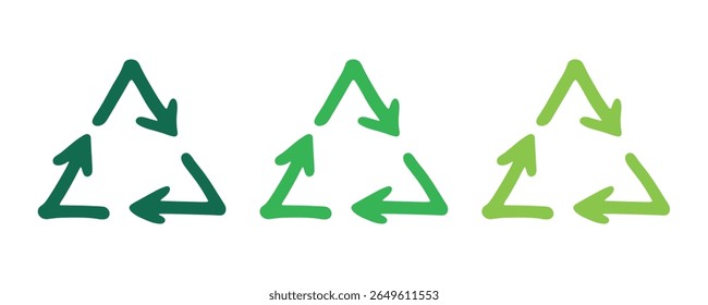 Hand drawn recycle arrow icon Recycling resources symbol Reuse of materials, zero waste, green environment, saving the planet