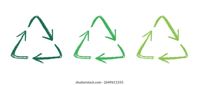 Hand drawn recycle arrow icon Recycling resources symbol Reuse of materials, zero waste, green environment, saving the planet