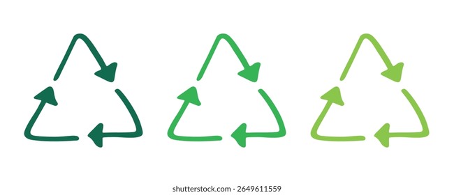 Hand drawn recycle arrow icon Recycling resources symbol Reuse of materials, zero waste, green environment, saving the planet