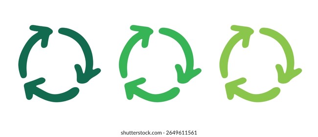 Hand drawn recycle arrow icon Recycling resources symbol Reuse of materials, zero waste, green environment, saving the planet