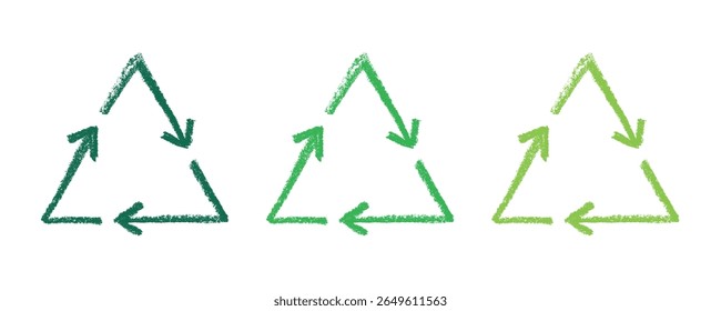 Hand drawn recycle arrow icon Recycling resources symbol Reuse of materials, zero waste, green environment, saving the planet
