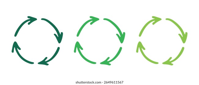 Hand drawn recycle arrow icon Recycling resources symbol Reuse of materials, zero waste, green environment, saving the planet