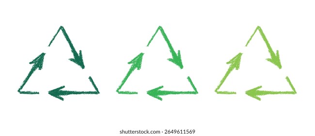 Hand drawn recycle arrow icon Recycling resources symbol Reuse of materials, zero waste, green environment, saving the planet