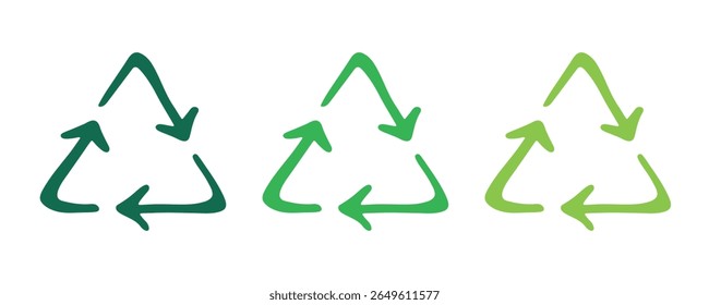 Hand drawn recycle arrow icon Recycling resources symbol Reuse of materials, zero waste, green environment, saving the planet