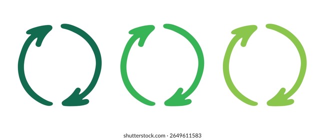 Hand drawn recycle arrow icon Recycling resources symbol Reuse of materials, zero waste, green environment, saving the planet