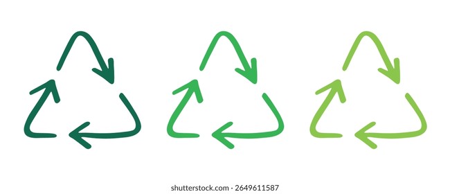 Hand drawn recycle arrow icon Recycling resources symbol Reuse of materials, zero waste, green environment, saving the planet