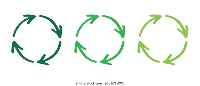 Hand drawn recycle arrow icon Recycling resources symbol Reuse of materials, zero waste, green environment, saving the planet
