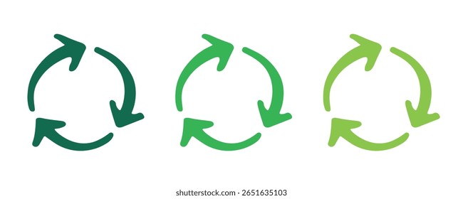Icono de flecha de reciclaje dibujado a mano Símbolo de recursos de reciclaje Reutilización de materiales, cero residuos, medio ambiente verde, salvando el planeta