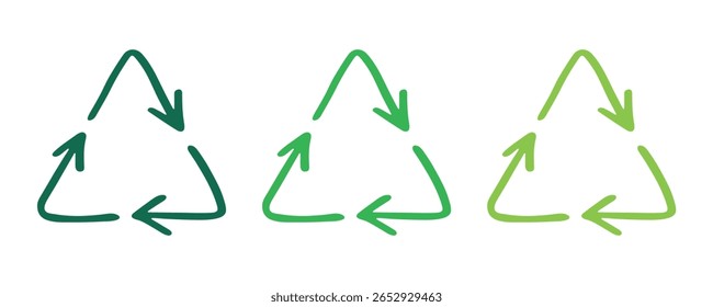 Hand drawn recycle arrow icon Recycling resources symbol Reuse of materials, zero waste, green environment, saving the planet