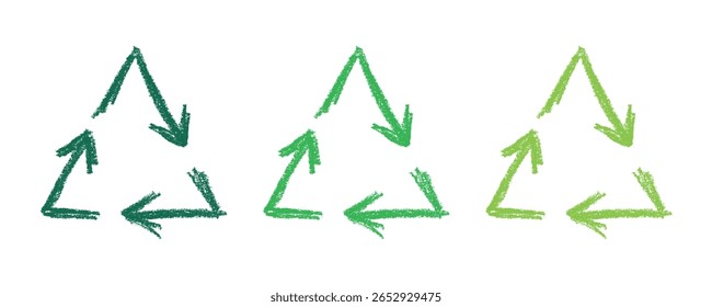 Hand drawn recycle arrow icon Recycling resources symbol Reuse of materials, zero waste, green environment, saving the planet