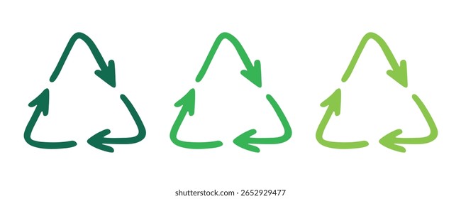 Hand drawn recycle arrow icon Recycling resources symbol Reuse of materials, zero waste, green environment, saving the planet