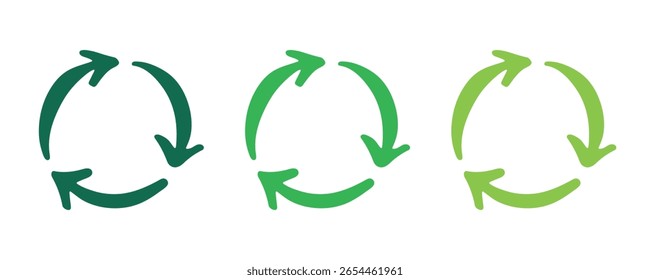 Handgezeichneter Recycling-Pfeil-Symbol Recycling-Ressourcen-Symbol Wiederverwendung von Materialien, keine Abfälle, grüne Umwelt, Rettung des Planeten