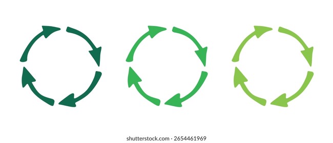Icono de flecha de reciclaje dibujado a mano Símbolo de recursos de reciclaje Reutilización de materiales, cero residuos, medio ambiente verde, salvando el planeta