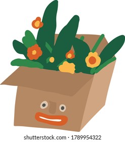 Hand drawn Recycle box with flowers