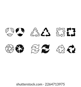 Hand drawn recycle circle arrow sign vector illustration