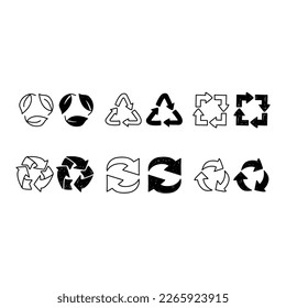 Hand drawn recycle circle arrow sign vector illustration