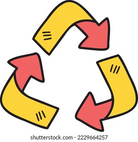 Hand Drawn recycle symbol illustration isolated on background