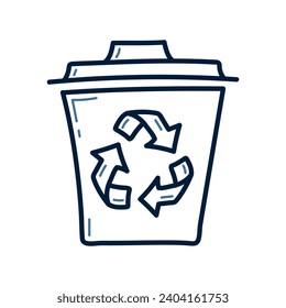 Dibujo manual Reciclando la ilustración de la línea del doodle de basura. Reciclando vector de icono de basura.