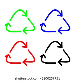 hand drawn recycling icon in doodle style
