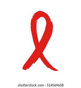 Hand drawn red AIDS HIV ribbon. Design template to World AIDS day.
Medical sign.
Awareness ribbon for AIDS background.