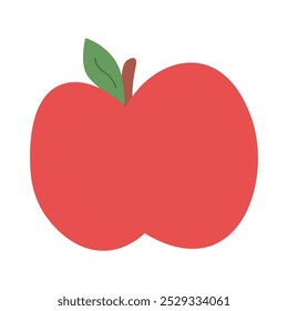 Hand drawn red apple in doodle style. Fresh diet fruit. Split in half apple

