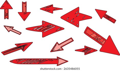 Hand Drawn Red Arrow Collection
