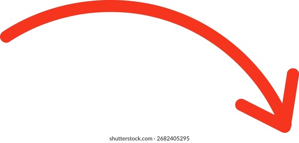 Icono de flecha roja dibujado a mano. flechas arriba derecha abajo. Marca cruzada, círculo, cuadrado, colección de diseño de icono de marca de verificación para el elemento de diseño de Vector de negocios y educación.
