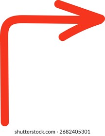 Ícone de seta vermelha desenhada à mão. setas para cima e para a direita e para baixo. Marca de cruz, círculo, quadrado, marca de verificação ícone coleção de design para negócios e educação vetor elemento de design.