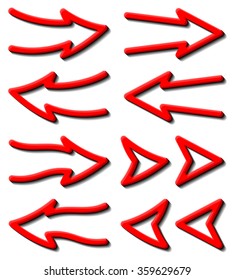 Hand drawn red arrow set
