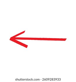 Hand drawn red arrow. Sketch of a guide sign with crayon or charcoal texture.