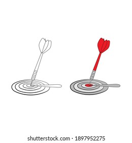 hand drawn red arrow and target. hand drawn darts