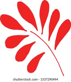 Hand drawn red autumn leaf Doodle . vector