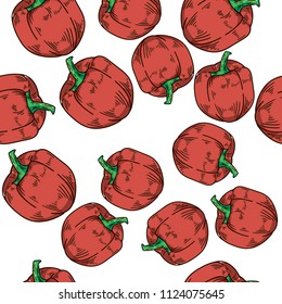Hand drawn red bell pepper pattern
