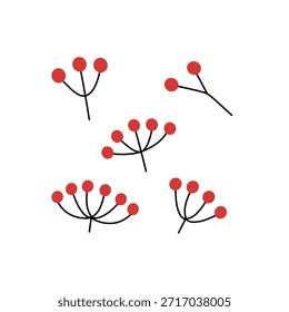 Handgezeichnete Red Berry Sprigs Collection. Illustrationen von Christmas Red Berry Twig. Illustration von Red Berry Sprigs