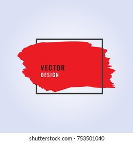 Hand drawn red brush painted with square frame vector illustration. Art background for headline and sale banner.