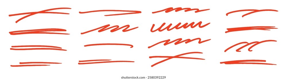 Hand drawn Red brush stroke underline, Hand drawn vector scribble brush strokes. vector illustration. eps 10